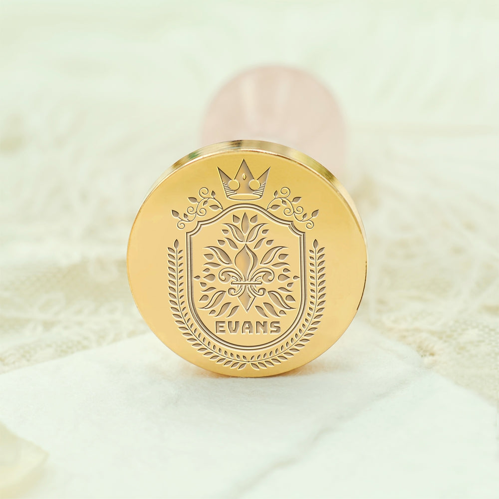 Custom Family Crest Wax Seal Stamp with Name, Initial, or Totem - Style 6 6-3