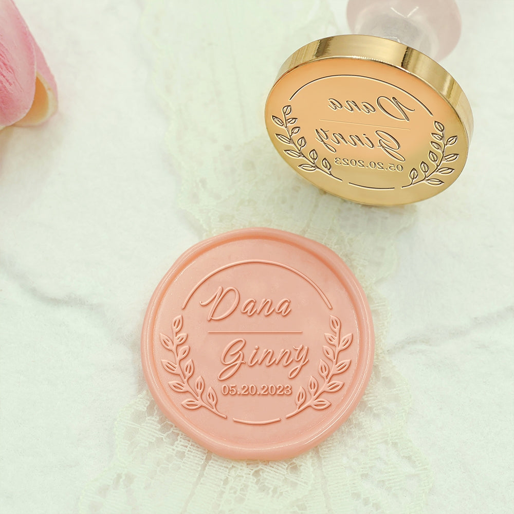 Growing Buds Wedding Custom Wax Seal Stamp with Couple's Names-1