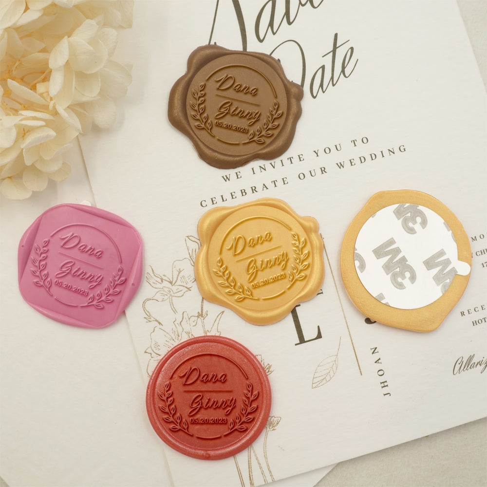 Growing Buds Name Wedding Custom Self-Adhesive Wax Seal Stickers-2