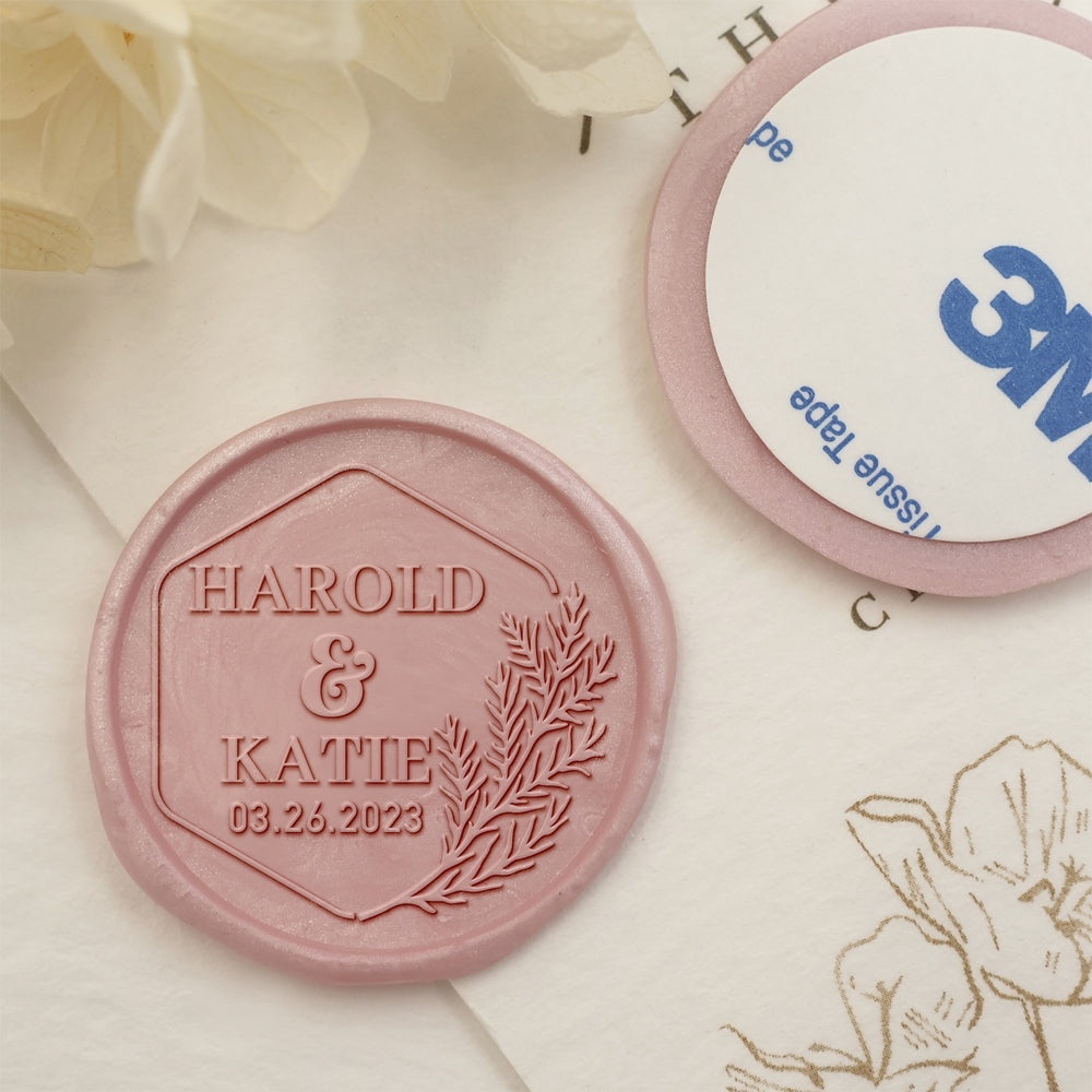 Olive Branch Name Wedding Custom Self-Adhesive Wax Seal Stickers-2