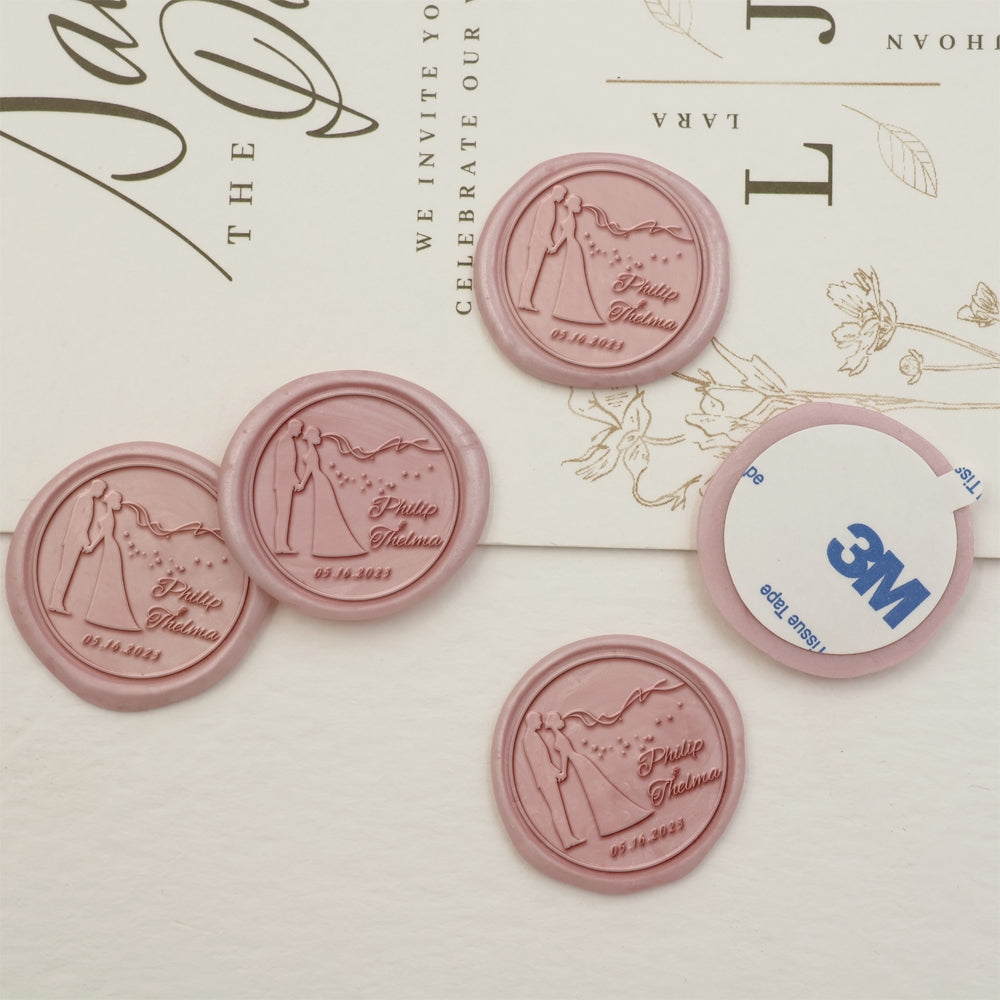 Wedding Couple Name Wedding Custom Self-Adhesive Wax Seal Stickers-3