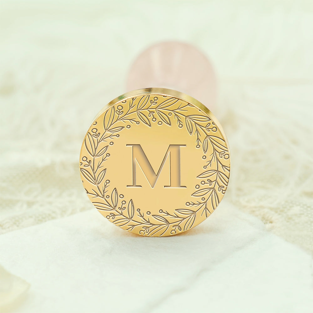 Custom Single Letter Borderless Botanical Wax Seal Stamp - Style 10 10