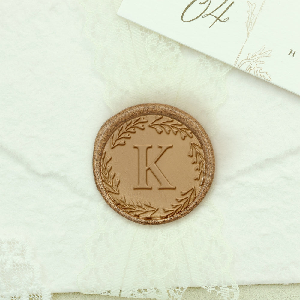 Custom Single Letter Borderless Botanical Wax Seal Stamp - Style 18 18-3