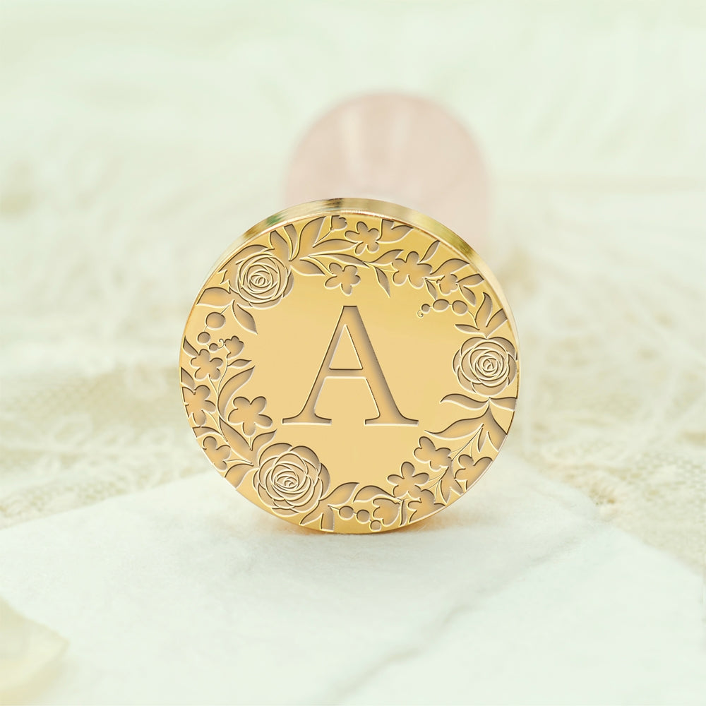 Custom Single Letter Borderless Botanical Wax Seal Stamp - Style 20 20