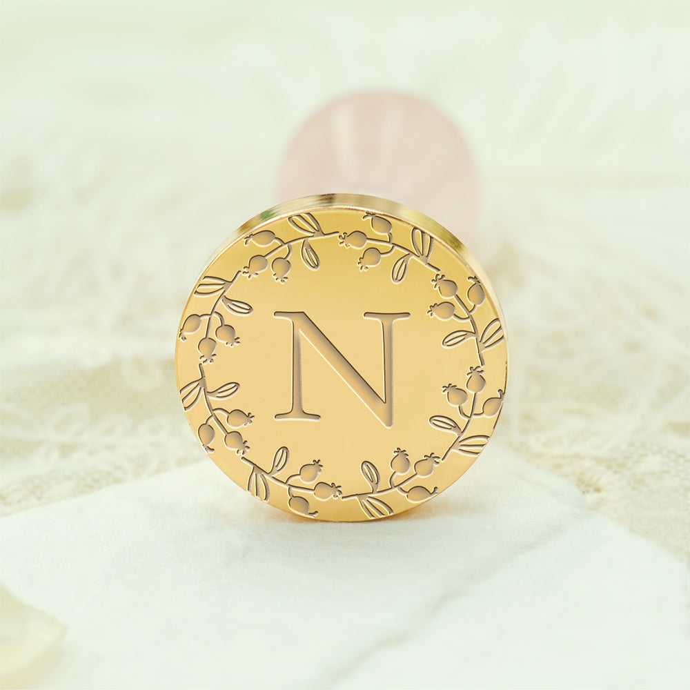 Custom Single Letter Borderless Botanical Wax Seal Stamp - Style 22 22