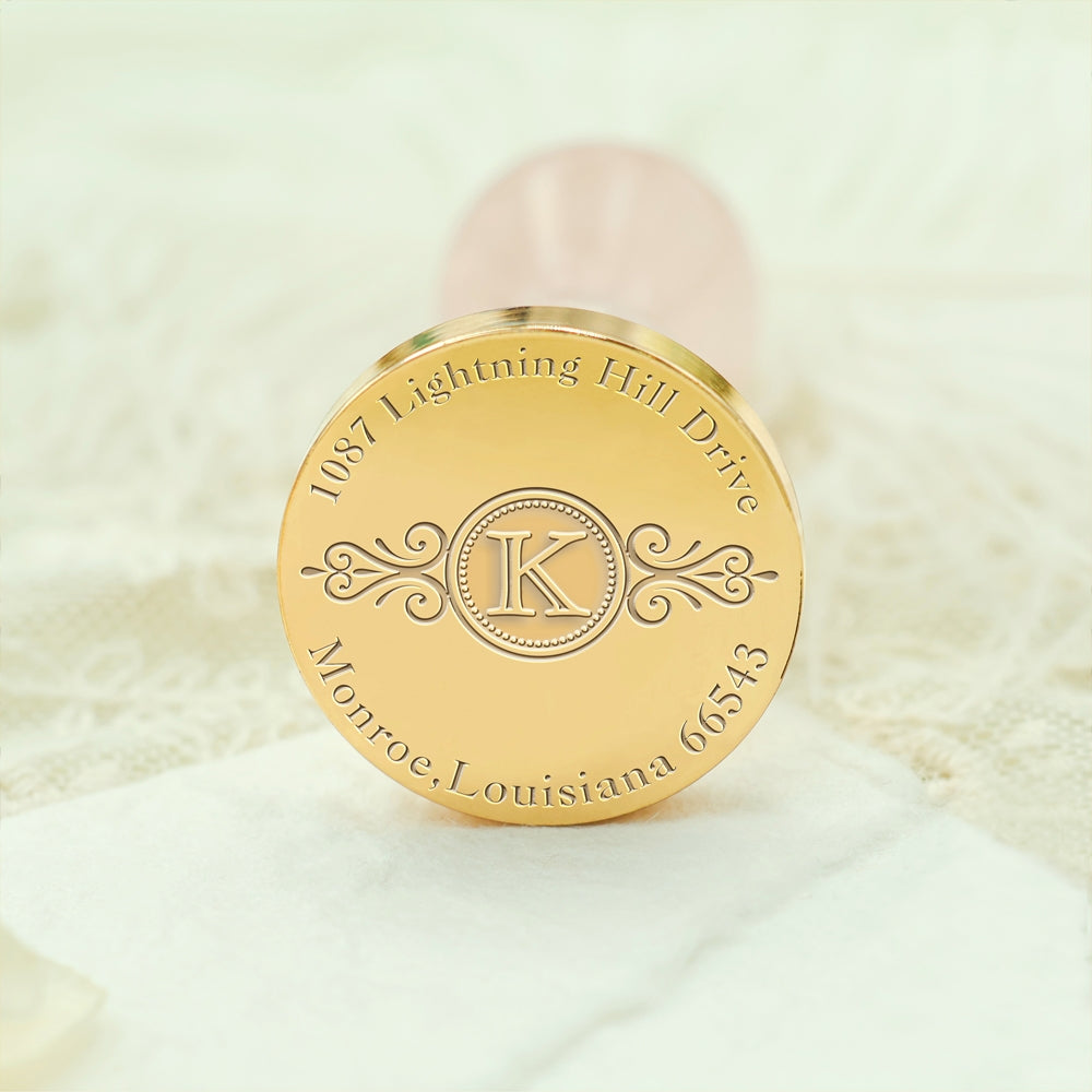 Custom Address Wax Seal Stamp with Name/ Initial - Style 11 11-3