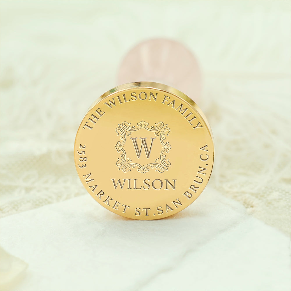 Custom Address Wax Seal Stamp with Name/ Initial - Style 3 3-3