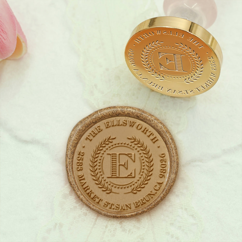 Custom Address Wax Seal Stamp with Name/ Initial - Style 5 5