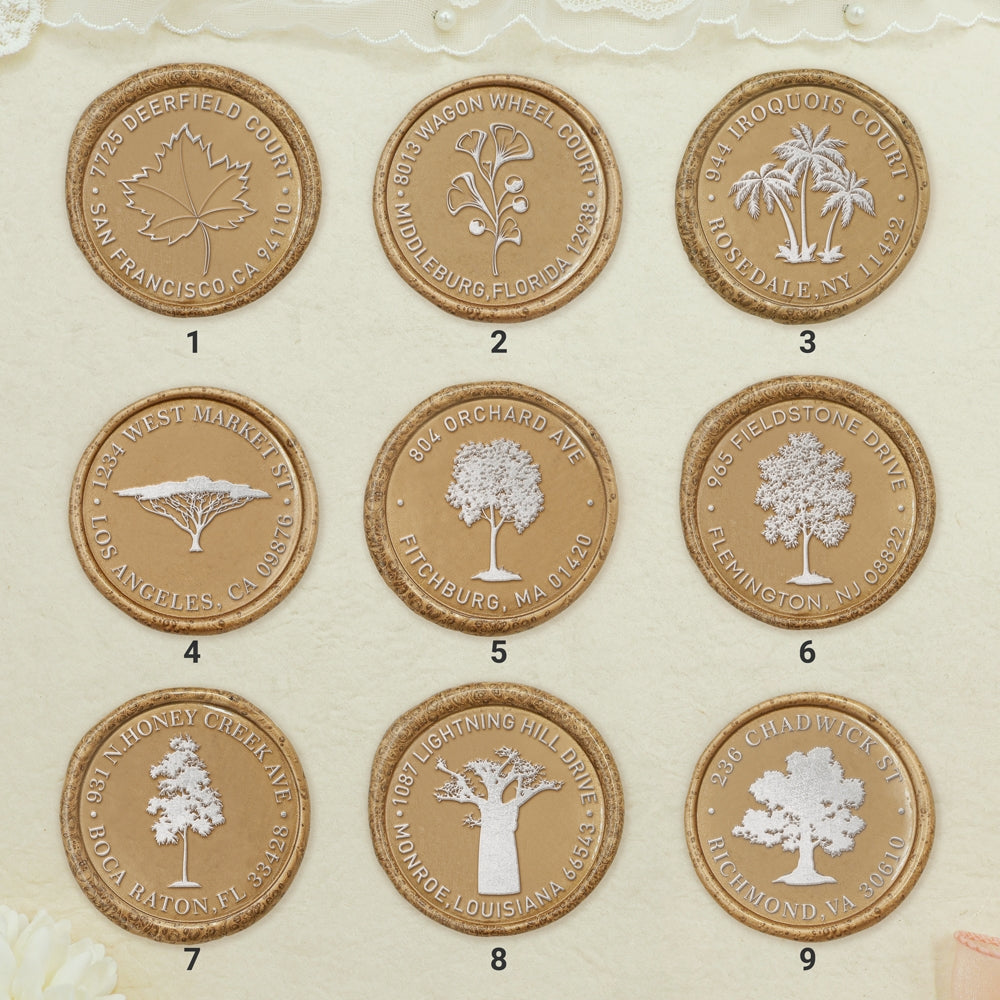 Natural Plant Custom Address Wax Seal Stamp (27 Designs)-sku1