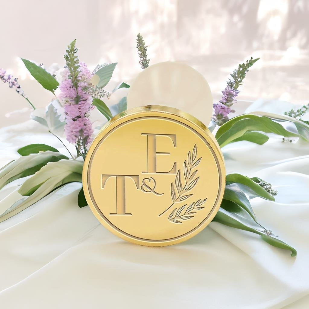 Olive Branches Wedding Custom Wax Seal Stamp with Double Initials