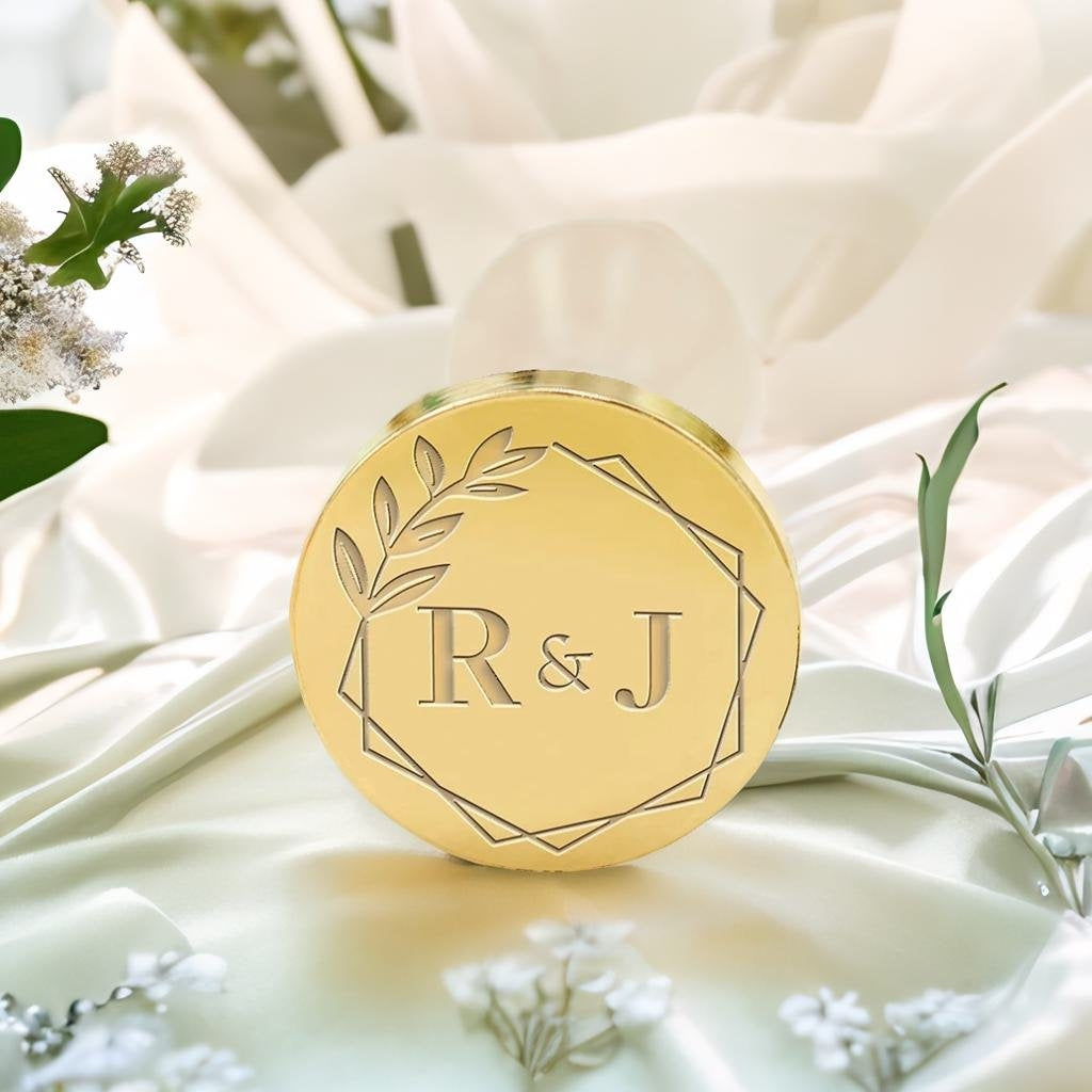 Simple Buds Wedding Custom Wax Seal Stamp with Double Initials-1