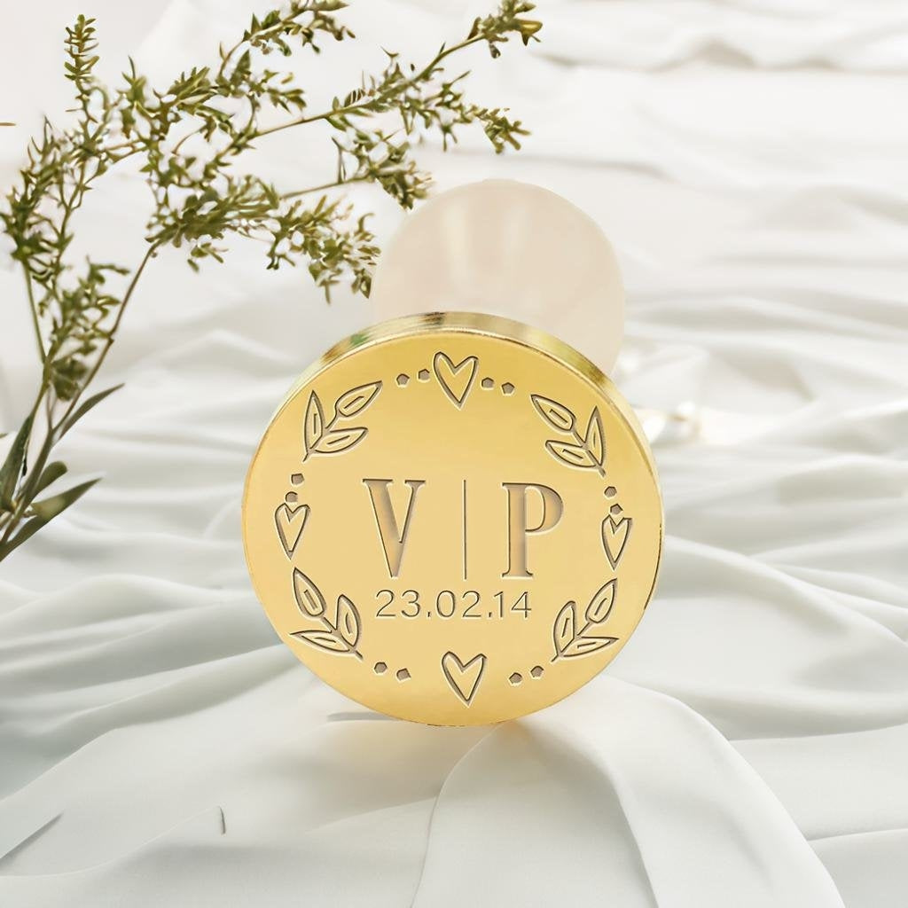 Tulip Hearts Wedding Custom Wax Seal Stamp with Double Initials