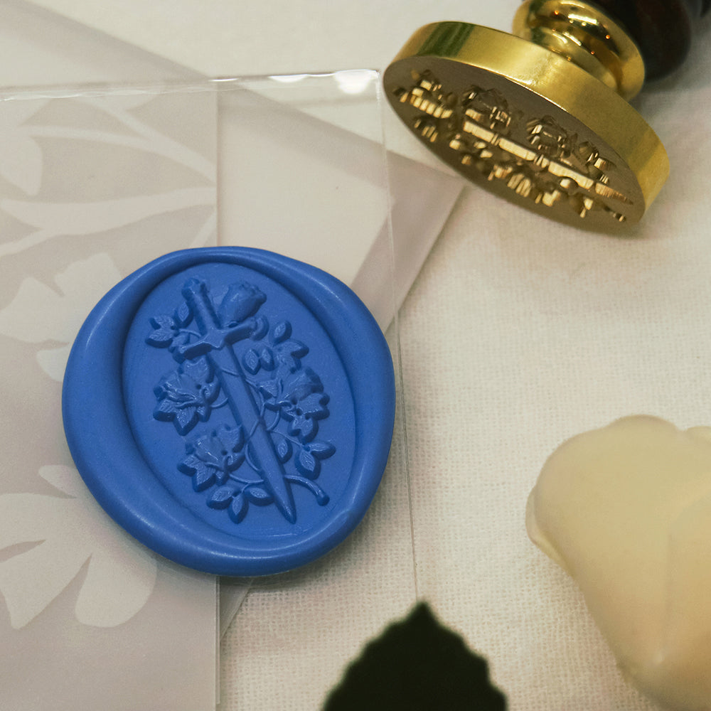 relief sword with roses wax seal stamp from AMZ Deco.