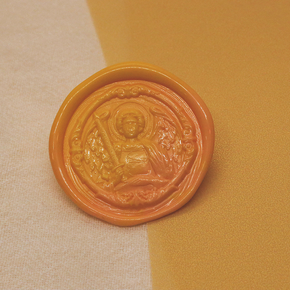 An exquisite relief archangel michael wax seal stamp from AMZ Deco.