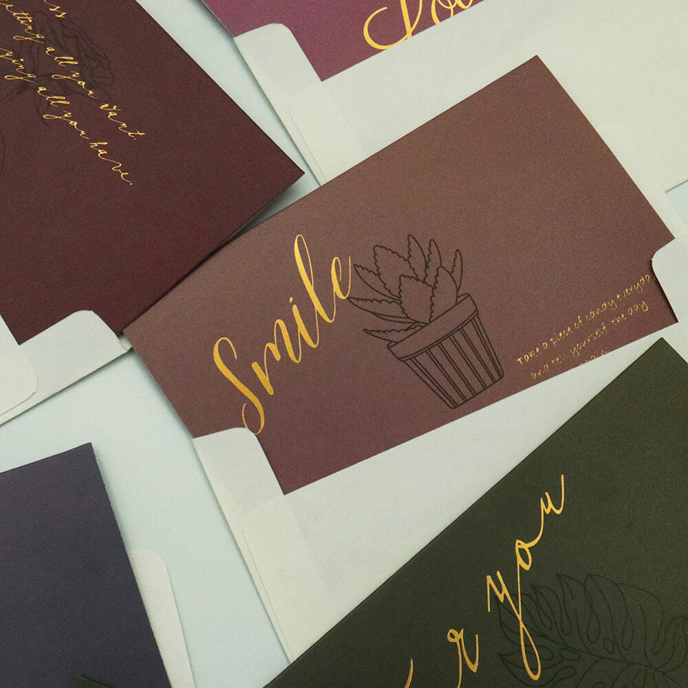 Gold Foil Morandi Color Greeting Card with Envelope Sets by AMZ Deco
