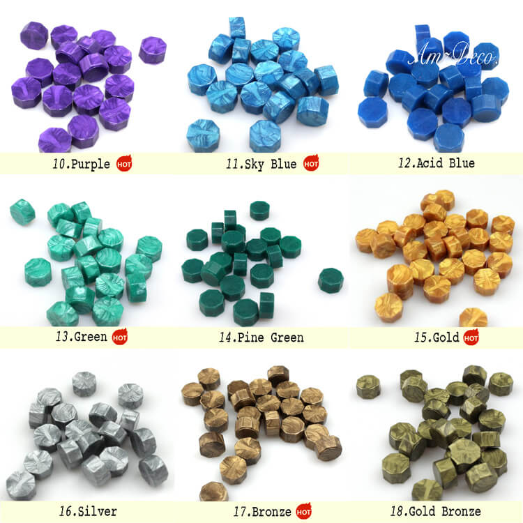 Octagon Sealing Wax Beads (22 Colors) 2