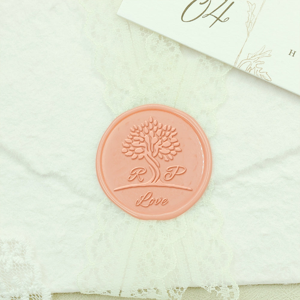Tree of Life Wedding Custom Wax Seal Stamp with Double Initials-3