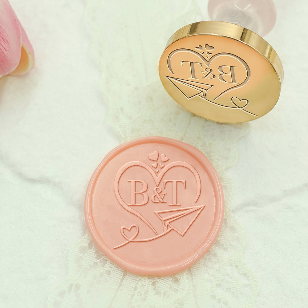 Love Trip Wedding Custom Wax Seal Stamp with Double Initials-2