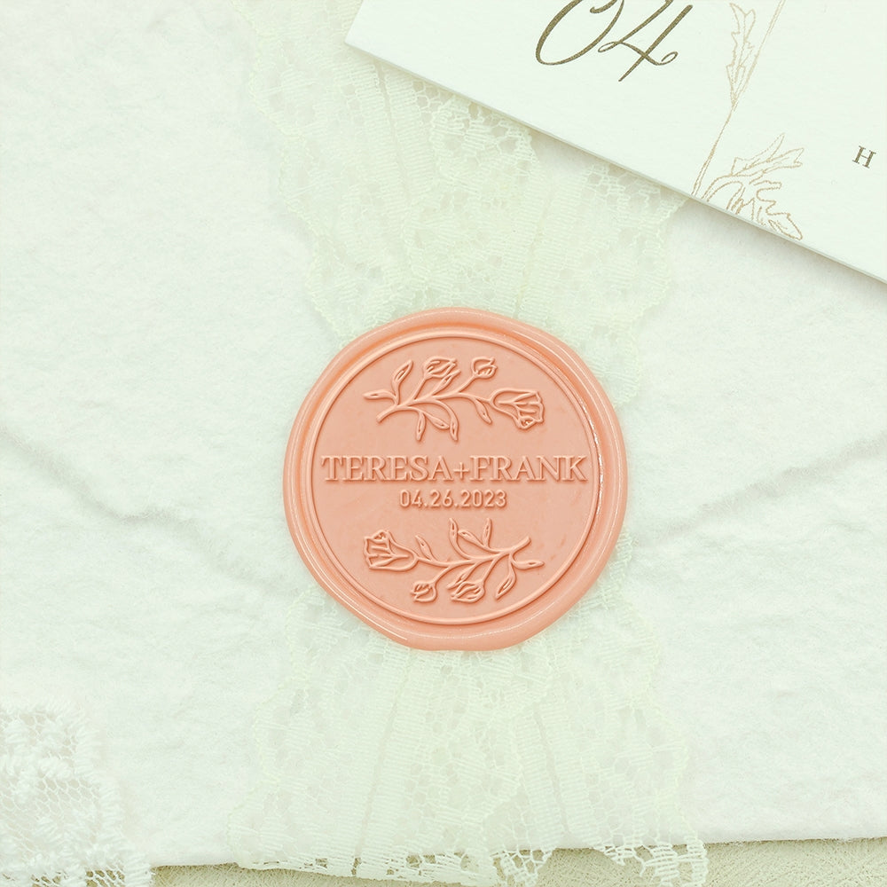 Tulips Wedding Custom Wax Seal Stamp with Couple's Names-2