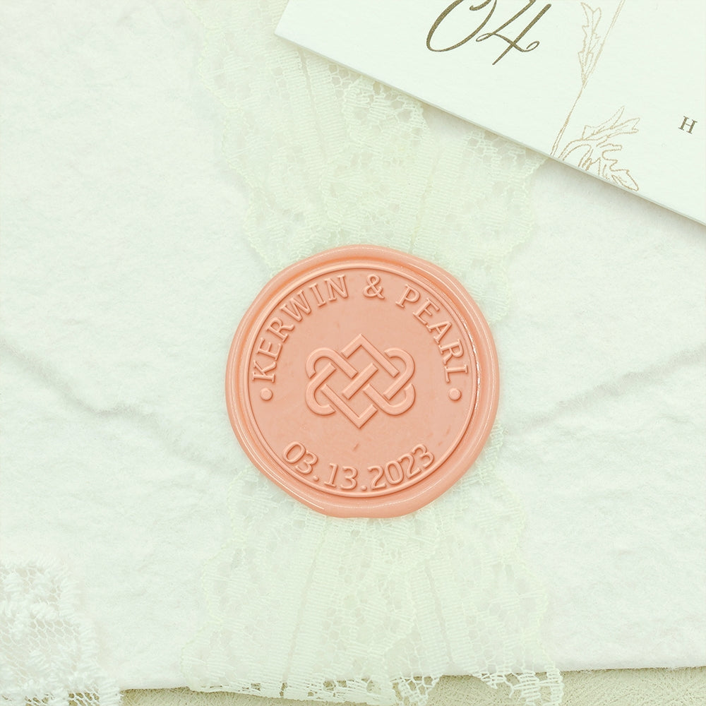 Love Knot Wedding Custom Wax Seal Stamp with Couple's Names-2