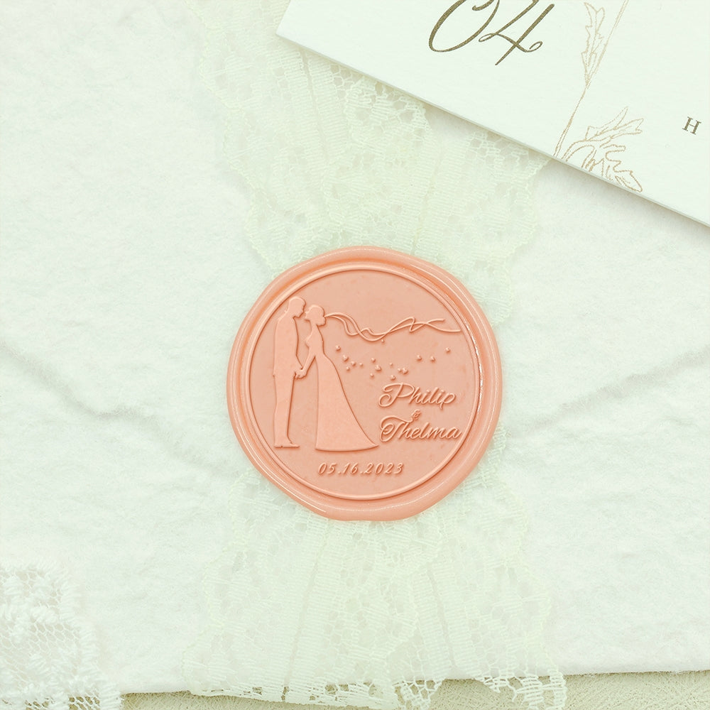 Wedding Couples Wedding Custom Wax Seal Stamp with Couple's Names-2
